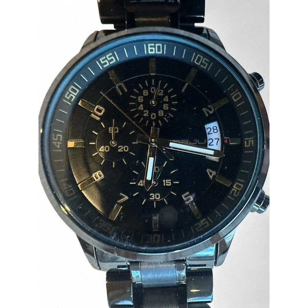 NEW CRRJU Men's Fashion Stainless Steel Watch Date Waterproof Chronograph